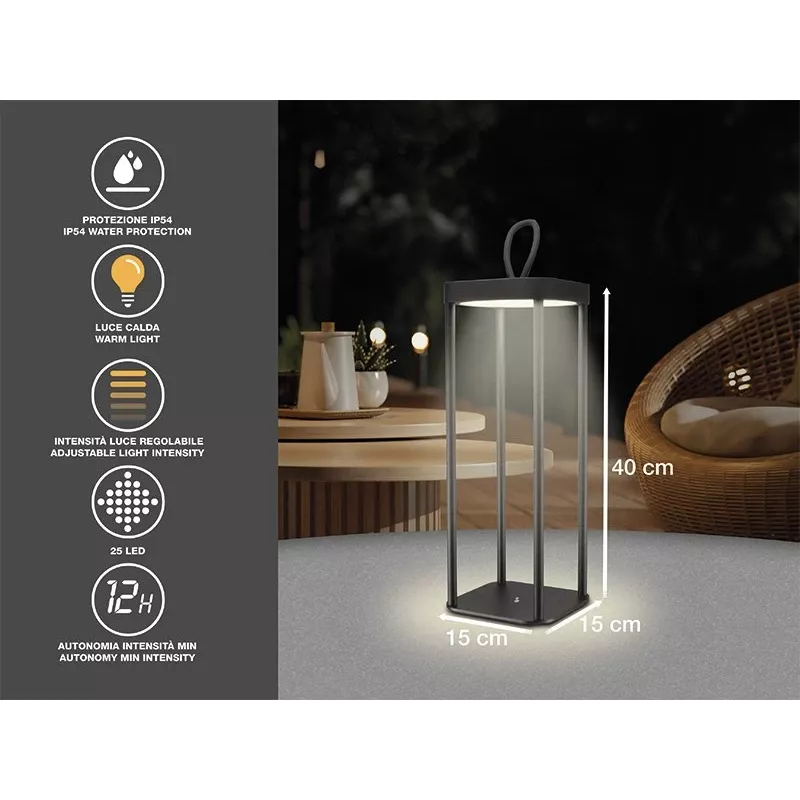 Lanterna recarregável Beper P207ILI100 — preta, iluminação LED portátil