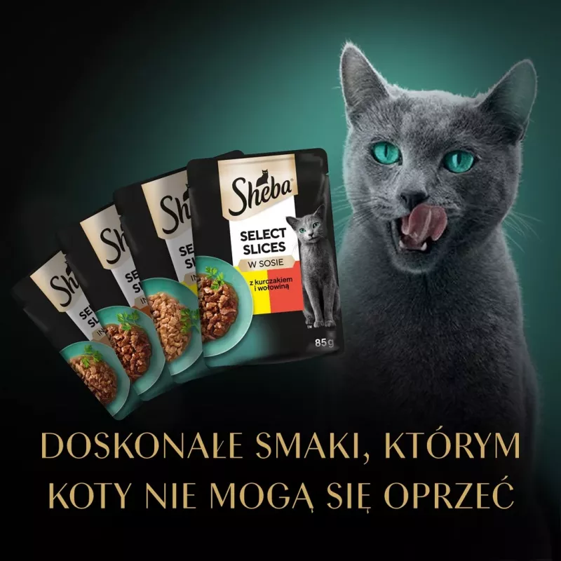 Comida húmida para gatos Sheba Moist, saqueta 12×85 g (1020 g), frango e borrego, adulto