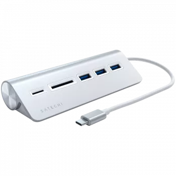 Satechi Type-C Hub USB e Leitor de cartões em alumínio, prateado, ST-TCHCRS