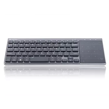 O Tracer EXpert RF é um teclado sem fios ergonómico de tamanho completo com disposição QWERTY, teclas de membrana e um design esguio preto e cinzento. Concebido para uso doméstico e de escritório, combina um touchpad integrado e teclas multimédia com uma ligação sem fios de 2,4 GHz para oferecer uma solução de introdução compacta para televisores, consolas, portáteis e PC clássicos.
