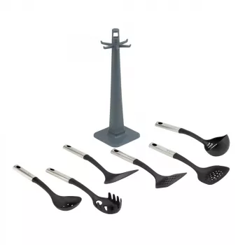 Conjunto de utensílios de cozinha JATA HACC4624 7 unid. preto aço inoxidável resistente ao calor até 210 °C