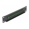 Patch panel de fibra ótica DeLOCK 10 polegadas 12 portas SC simplex verde 1U preto