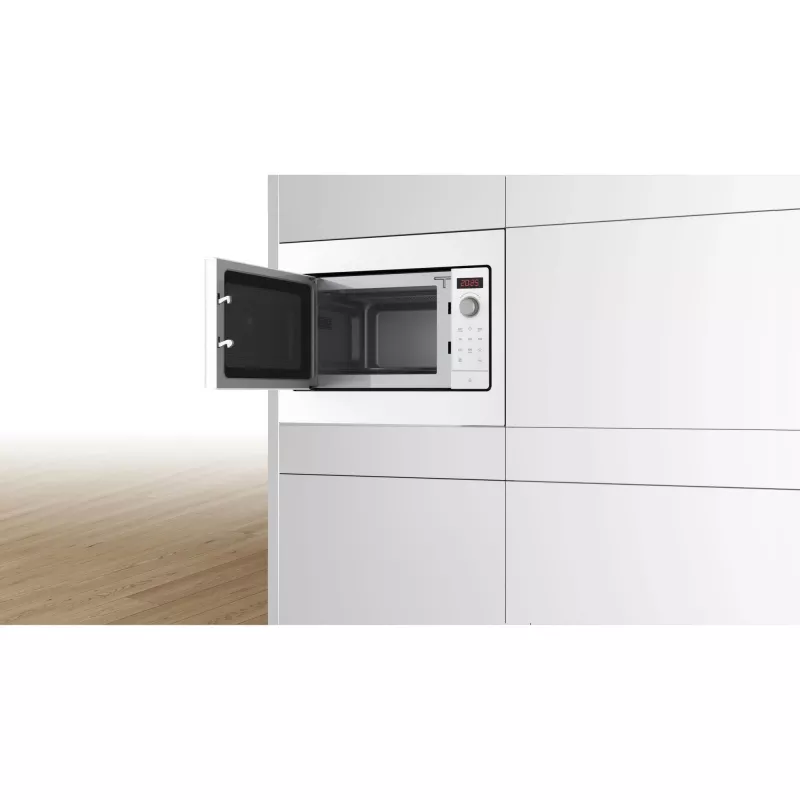 Micro-ondas de encastrar solo Bosch BFL523MW3, 800 W, 20 L, branco, controlo tátil e rotativo