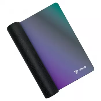 Tapete de rato gaming SAVIO Super Speed L Prism Edition — 700×300×3 mm, roxo, bordas costuradas, base antiderrapante
