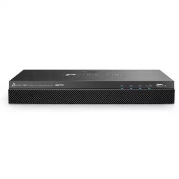 Gravador de vídeo em rede TP-Link VIGI NVR2008H-8MP-2TB — 8 canais, 4K (3840×2160), disco HDD SATA 2 TB, 9× RJ-45, preto