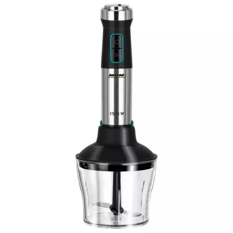 Varinha mágica MPM MBL-42M — 1500 W, caixa em aço inoxidável, velocidade variável, turbo, acessórios