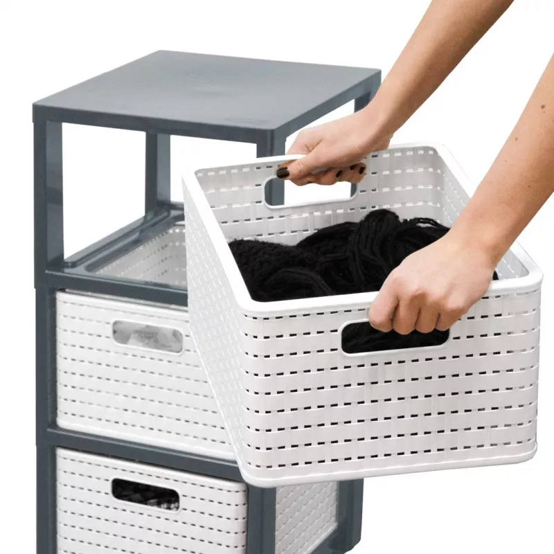 Unidade de gavetas Rotho Country Cinzento Branco, 3 gavetas, Tecnopolímero, 325×712×375 mm, antracite/branco, com rodas de transporte