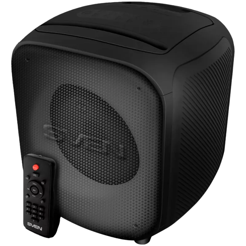 Altifalante SVEN PS-555, preto, potência de saída 65 W (RMS), TWS, Bluetooth, USB, microSD, telecomando, bateria de lítio