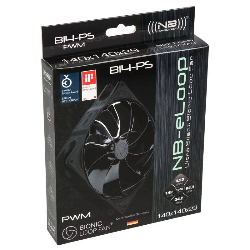 NOISEBLOCKER B14-PS-BL Ventoinha de caixa 140 mm
