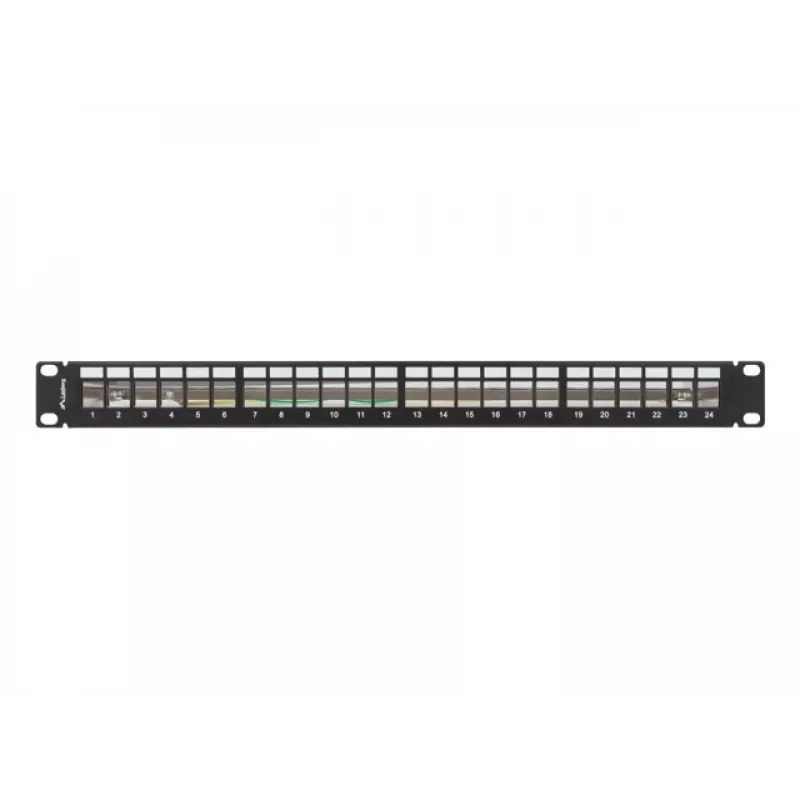 Patch panel vazio 24 portas 1U 19 polegadas FTP para módulos keystone preto
