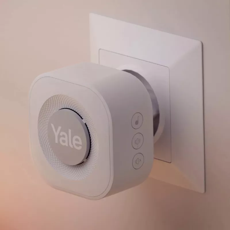 Campainha Yale gongo cinzento, branco