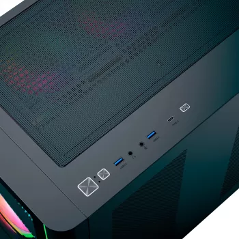 Caixa para PC torre AEROCOOL P500C EVO-G-BK-v1 com 2 painéis laterais em vidro temperado, preto
