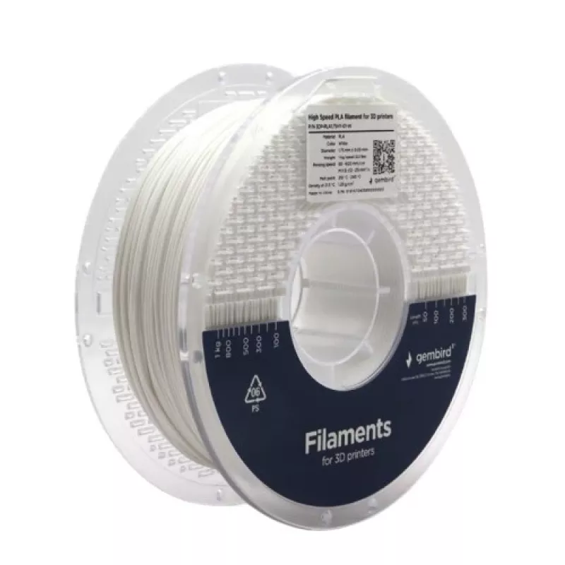 Filamento para impressão 3D GEMBIRD PLA 1,75 mm branco 1 kg
