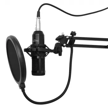Microfone para PC com fios MEDIA-TECH MT397K com entrada XLR, suporte de mesa, cabo de 2,4 m, 20–20000 Hz, sensibilidade -32 dB