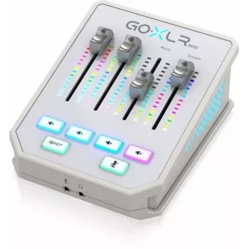Misturador de áudio TC-Helicon GO XLR Mini-WH branco — misturador vocal/interface USB compacto para streaming