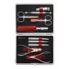 Zwilling Classic conjunto de manicura em aço inoxidável – estojo de couro, 10 peças - vermelho