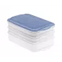 Conjunto de recipientes de armazenamento de alimentos Rotho Rondo 2×0,75 L + 1×1,35 L transparente azul hermético empilhável