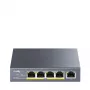Switch de rede Cudy GS1005P — 5 portas Gigabit Ethernet com 4 portas PoE, 60 W de potência total, caixa metálica, montável em rack