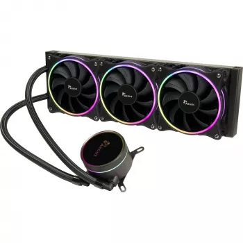 Refrigeração líquida tudo-em-um INTER-TECH LC-360 RGB — ventoinha de 12 cm, rolamento hidráulico, preto
