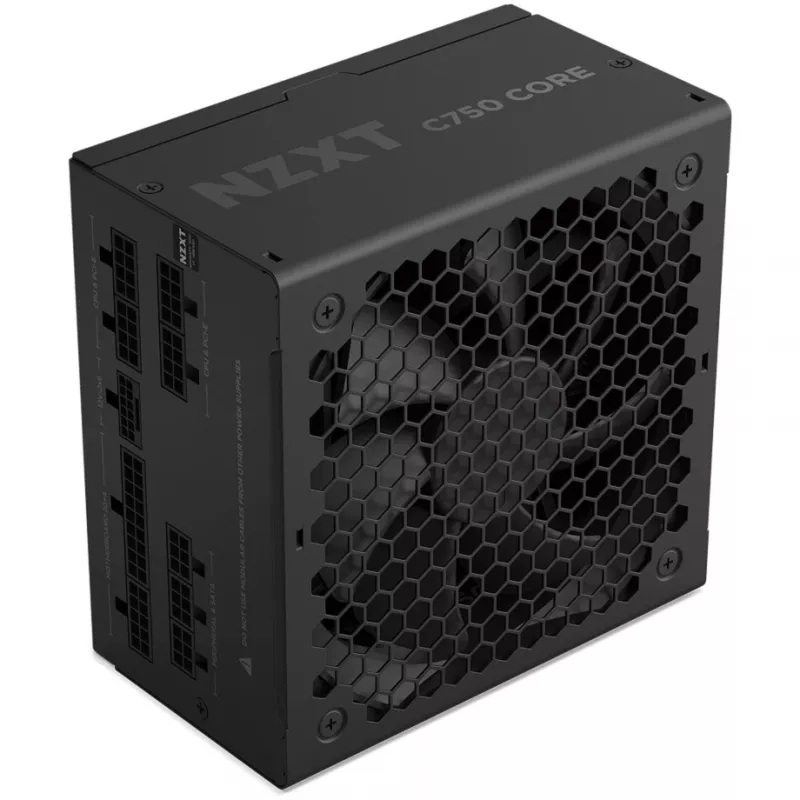 C750 GOLD CORE, Fonte de alimentação para PC preta, 1x 12-Pin High Power GPU, 3x PCIe, gestão de cabos, 750 Watt