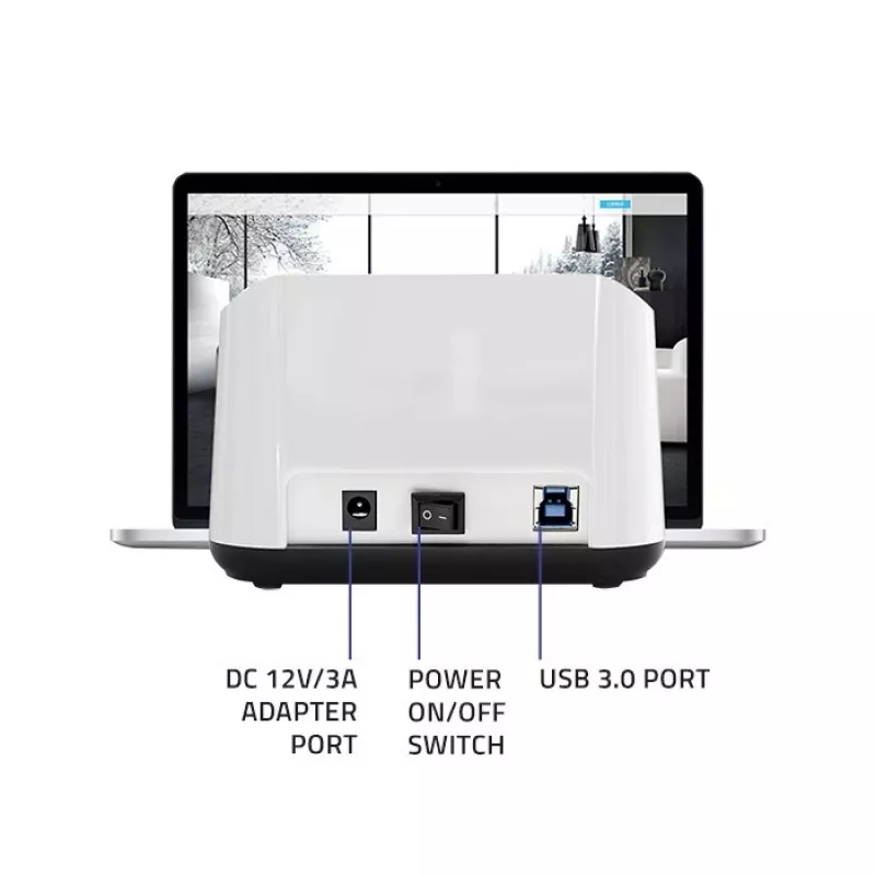 Qoltec 50309 Dock para HDD SSD 2.5 3.5 | SATA III | USB 3.0 | Super Speed 5 Gb/s | com função de clonagem