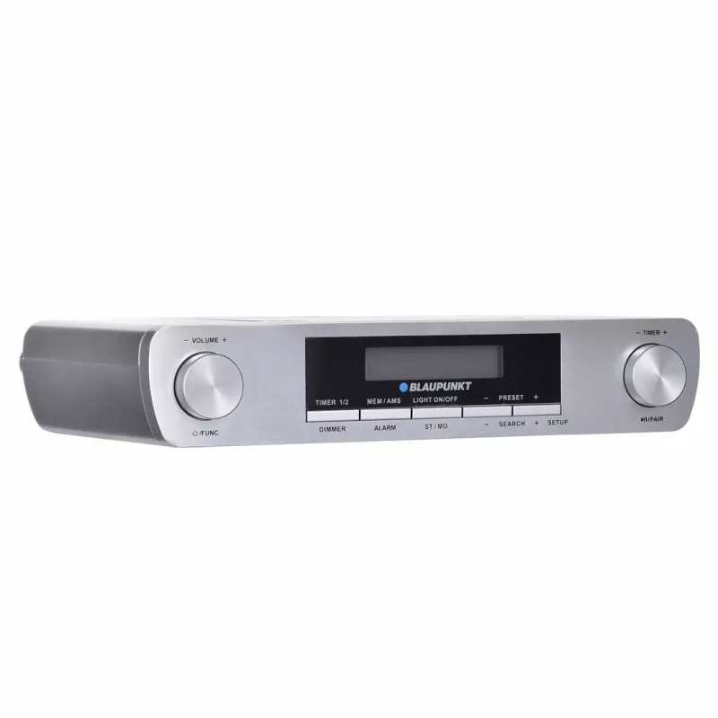 Rádio de cozinha BLAUPUNKT KR14BT com Bluetooth, FM, visor LED, 2x0.8W, rede/pilha, cinzento