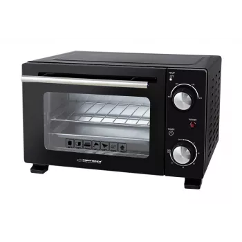 Mini-forno ESPERANZA EKO007N, 10 L, 800 W, preto, máx. 250 °C, temporizador mecânico 30 min