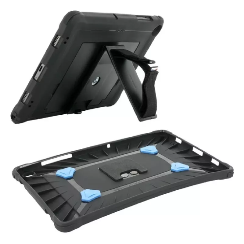 Mobilis PROTECH - Cobertura traseira para tablet - fabricada em França, reforçada, com suporte e alça de mão rotativa 360° - preto - para Sam