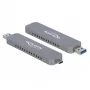 Caixa externa para SSD M.2 NVMe PCIe, caixa de disco prateada, com ficha USB Type-C e Type-A