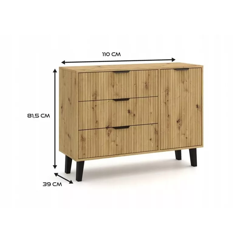 Cómoda SCANDI 1D3S fina carvalho ARTISAN