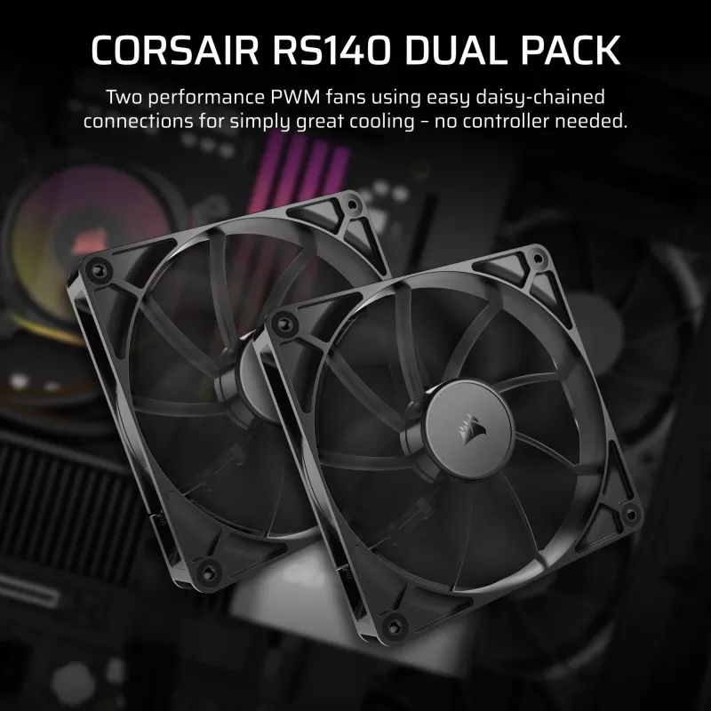 Ventoinha de caixa Corsair RS140 140mm pack de 2 preto