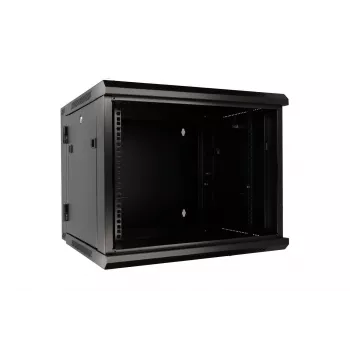 Extralink caixa rack 9U 600x600 AZH preto montado na parede, tipo oscilante