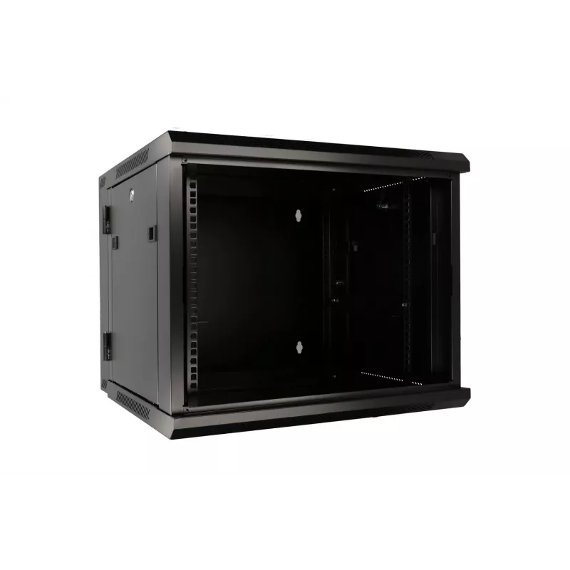 Extralink caixa rack 9U 600x600 AZH preto montado na parede, tipo oscilante