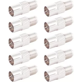 Adaptador conector fêmea IEC para conector fêmea F ShiverPeaks 85324-SET10, conjunto de 10