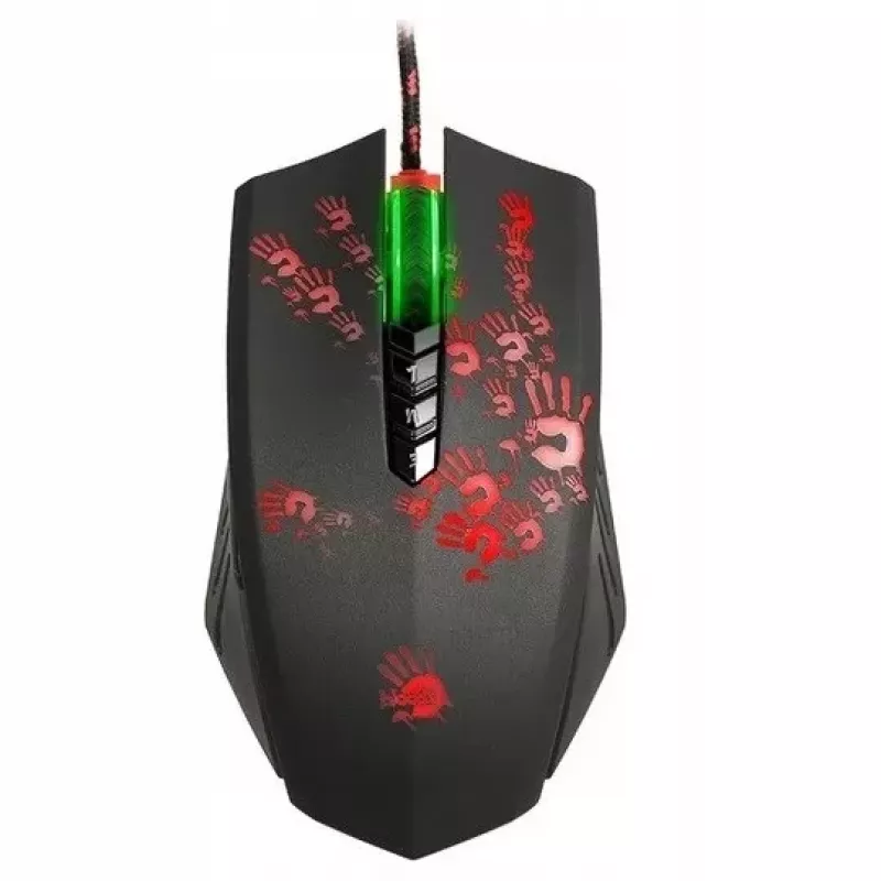 Rato gaming A4Tech BLOODY A60 — ótico, ambidestro, 6200 DPI, USB Type-A, 8 botões, preto