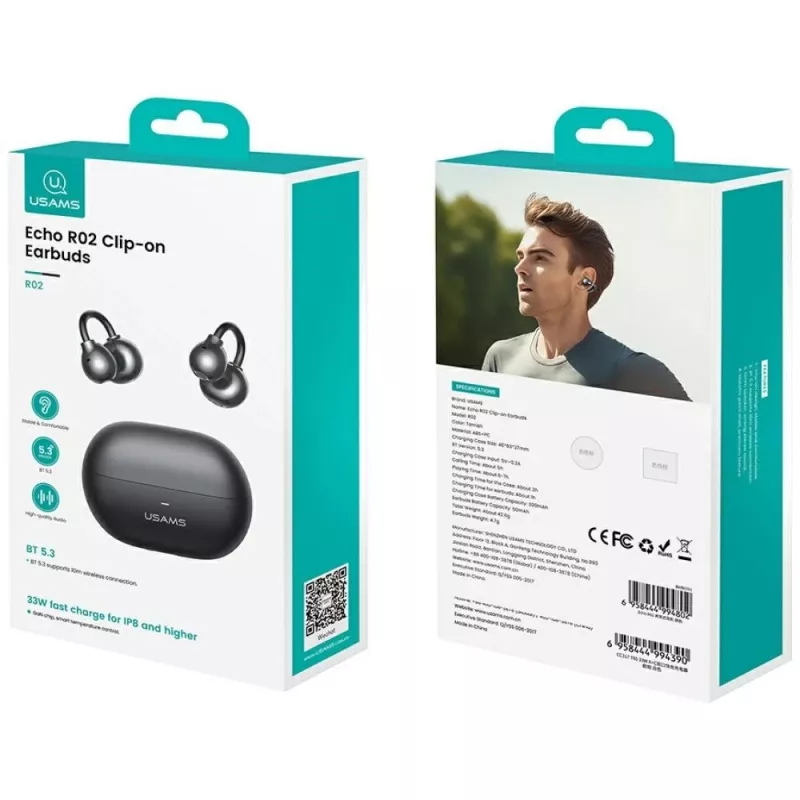 Auscultadores Bluetooth R02 Clip-on cinzento