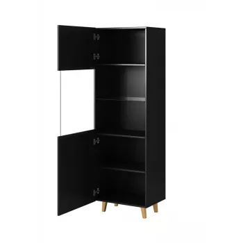 Armário vitrina Cama Meble PAFOS 60x40x182 cm preto mate — armário de parede com base
