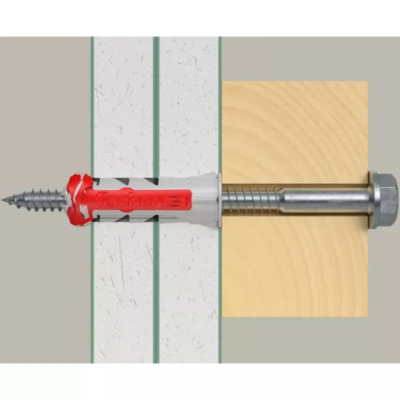 Bucha fischer DUOPOWER 10x50 BigBox cinzento claro/vermelho 210 unidades reutilizável (570550)