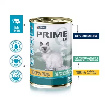 PUPIL Prime rico em Salmão com Truta - Alimento húmido para gatos - 400 g
