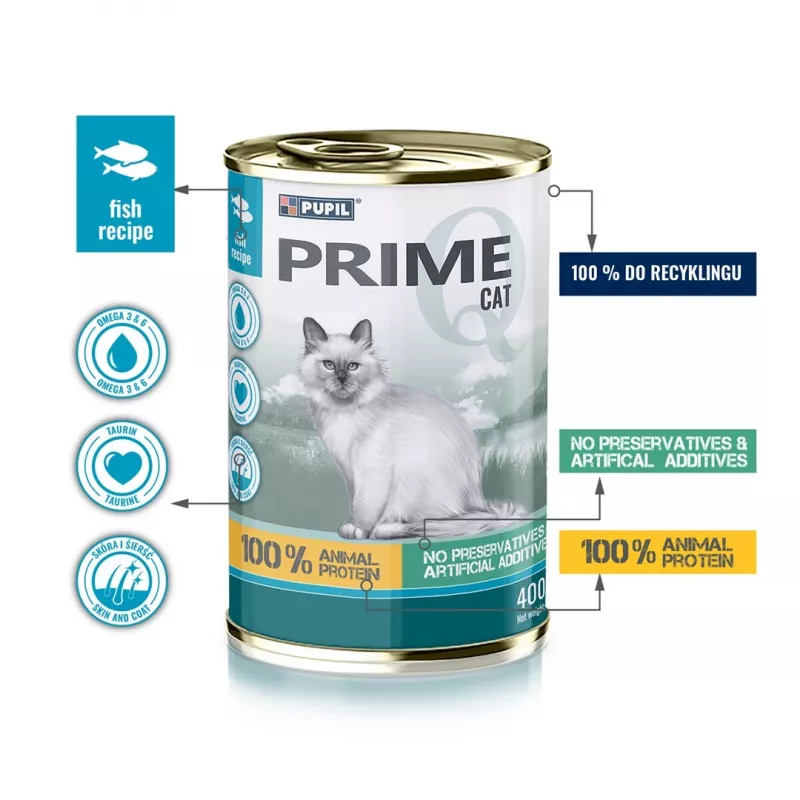 PUPIL Prime rico em Salmão com Truta - Alimento húmido para gatos - 400 g