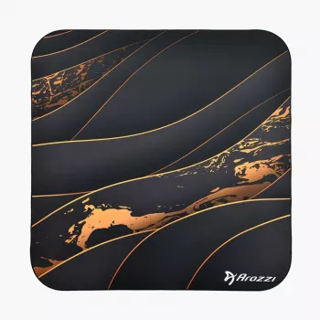 Tapete de chão Arozzi Zona Square — preto/dourado, tapete de proteção para cadeira e chão, forma quadrada