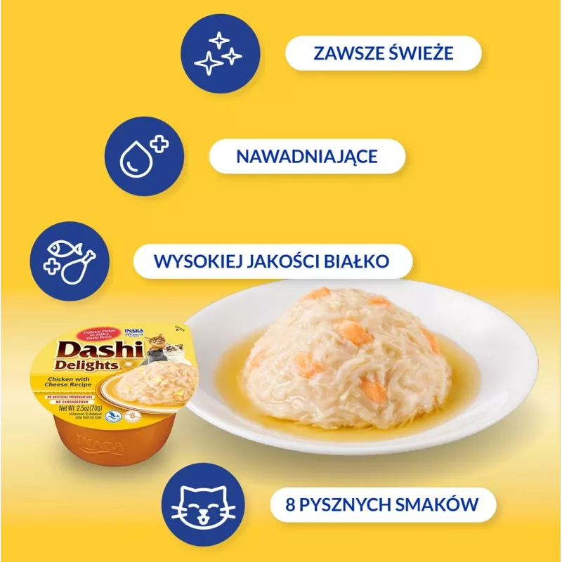 INABA Dashi Delights frango com queijo em caldo - snack para gatos - 70 g