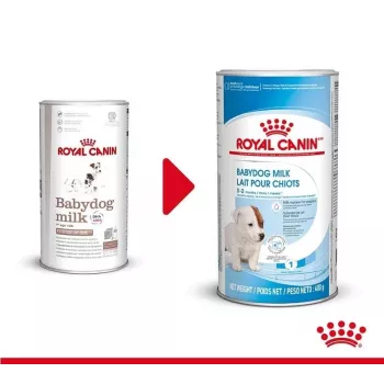Leite em pó para cachorros Royal Canin Babydog Milk 400 g — sabor a aves, 33% proteína, 39% gordura, vitaminas e minerais