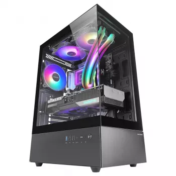 Caixa de PC TACENS Mars Gaming MC-XO Midi Tower Preto — ATX/Micro-ATX/Mini-ITX, fonte de alimentação em baixo, 1 ventoinha traseira de 120 mm, suporta placas gráficas até 328 mm