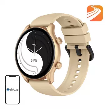Smartwatch Zeblaze Btalk 3 Plus, ecrã tátil IPS redondo de 1,39 polegadas 360×360, 260 mAh, bracelete de silicone dourada