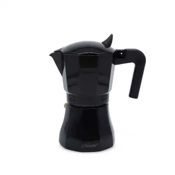 Cafeteira Moka Maestro MR-1658-3 – cafeteira expresso em alumínio, 3 chávenas (0,15 l), preto, tampa articulada