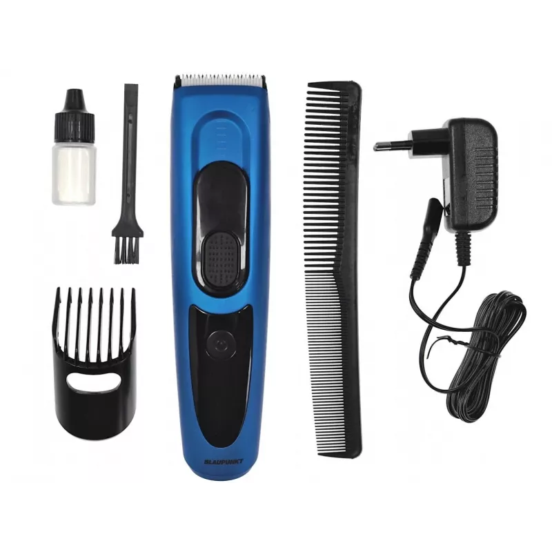 Aparador de barba BLAUPUNKT HCC401 — ajustável 3–24 mm, recarregável, preto/azul