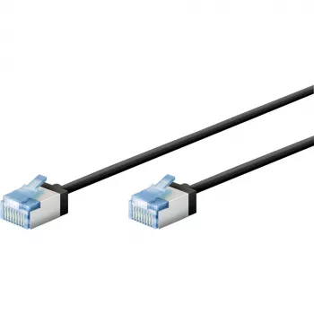 Goobay Cabo de rede CAT 6A ultra-flexível fino U/FTP preto – ficha extra-curta (74320)