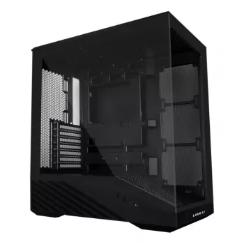 Caixa para PC Lian Li Vector V100 Midi Tower – preto com janela lateral, suporta ventoinhas laterais 3×120 mm + ventoinha traseira 1×120 mm, HDD 3,5 polegadas, SSD 2,5 polegadas, 235,5×446×484,6 mm