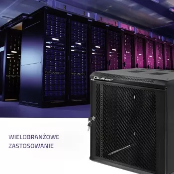 Armário rack de parede Qoltec 54488 19 polegadas, 12U, 600 x 635 x 450 mm, porta perfurada